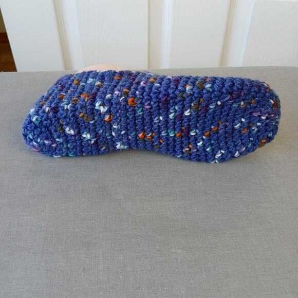 Navy Speckle Ballet Style Crochet Slippers sz 7 square toe premade Posh Hooking - Picture 7 of 9